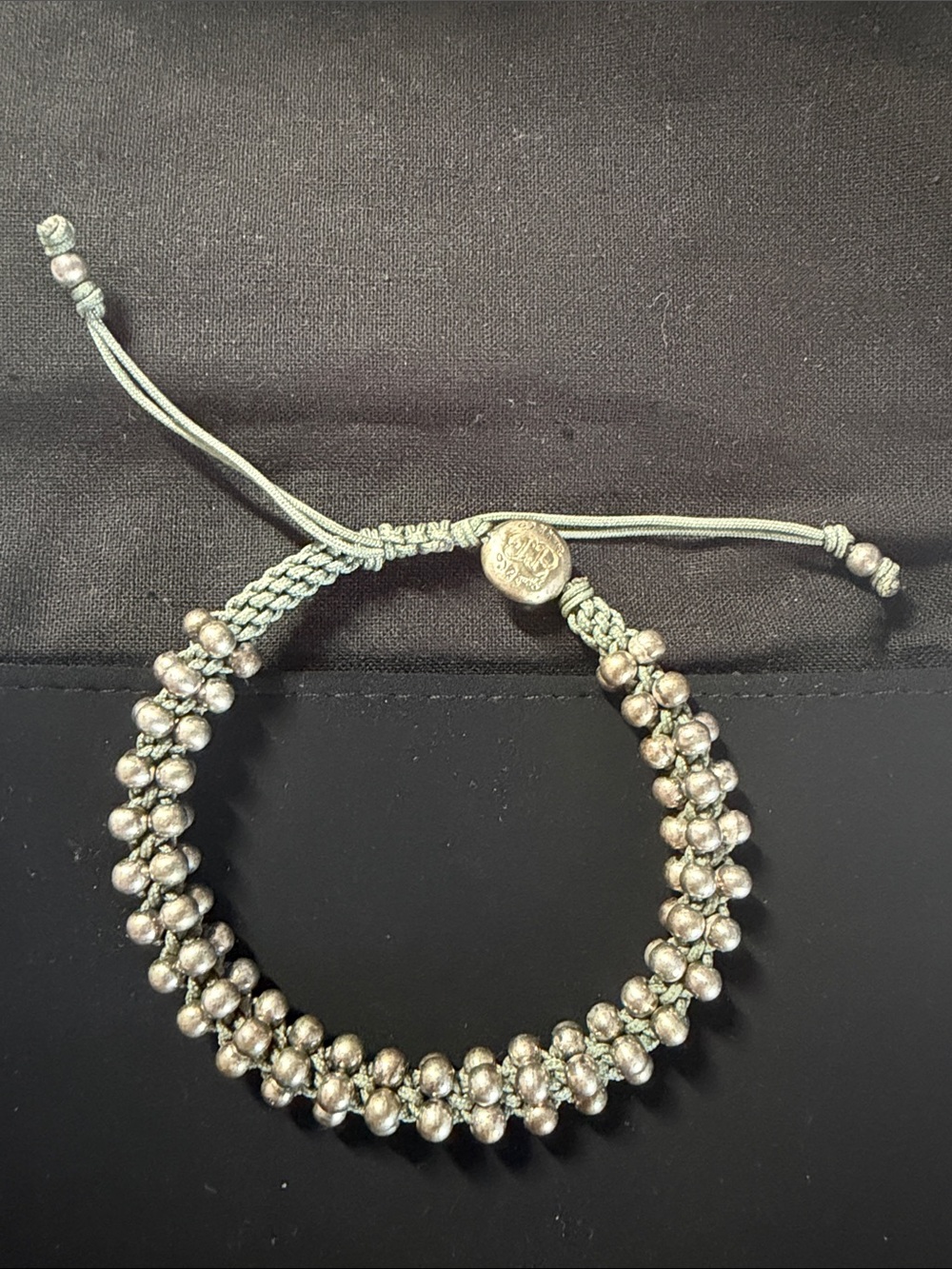 Blink & Co Handcrafted Silver Bead Macramé Bracelet - Sage